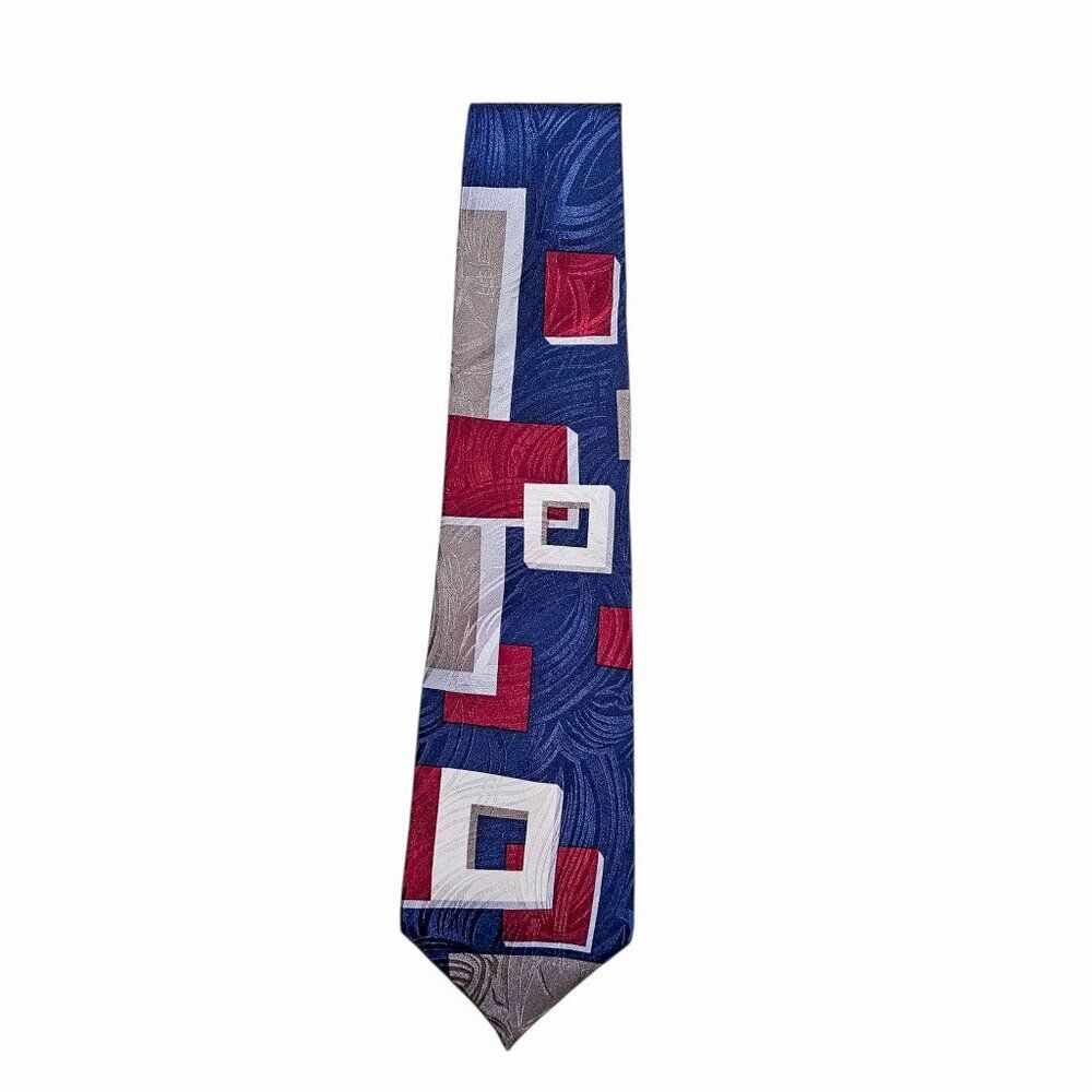 Vintage Oscar de la Renta 100% Silk Geometric Men's Tie - Picture 4 of 8